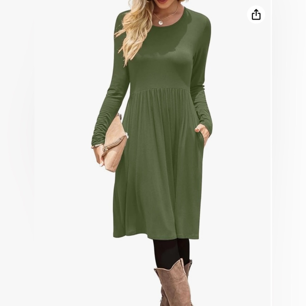 DB Moon Olive Green Long Sleeve Dress Size Medium New